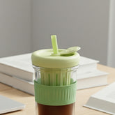 Green Silicone Grip Sipper with Infuser